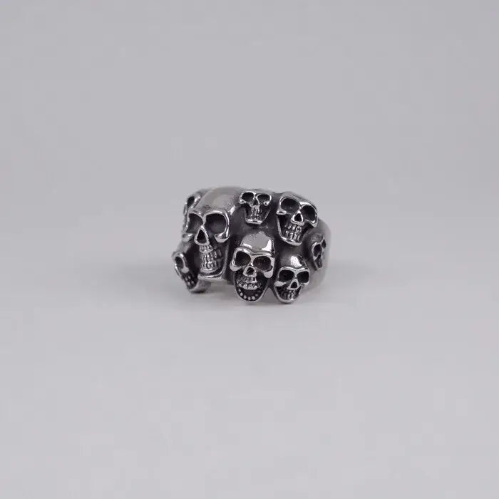 breiter Totenkopf Ring-Biker Ring-Statement Ringe-Schädelring-Dämon Ring-Punk Ringe-Skelettring-Skull ring-Ring Silber-Edelstahl Ring massiv-SHELAGO EU SCHMUCK