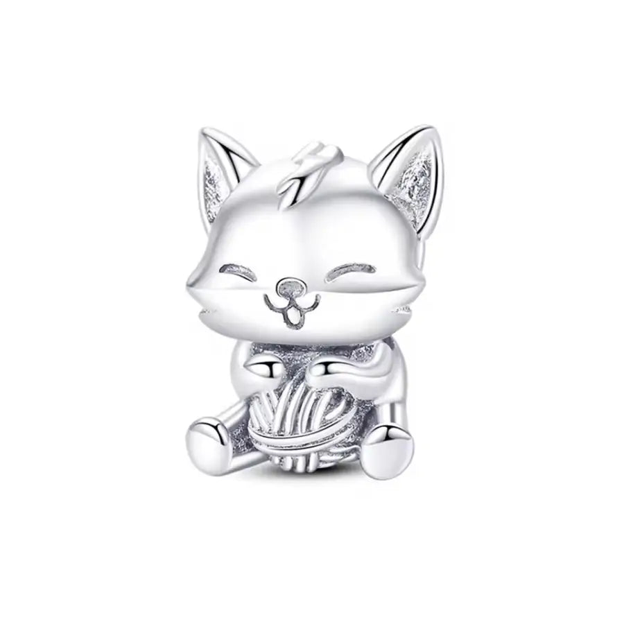 Charm Katze mit Wolle-Charm Katze-Katzen Charm Anhänger-Geschenk für Mama-Geschenk Freundin-Charms für Armband-SHELAGO SCHMUCK-