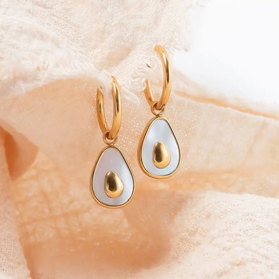 Ohrringe mit Avocado-Avocado Schmuck Gold-Creolen Damen Gold-Ohrringe im Avocado-Design-Geschenkidee Schmuck Damen-Shelago Schmuck