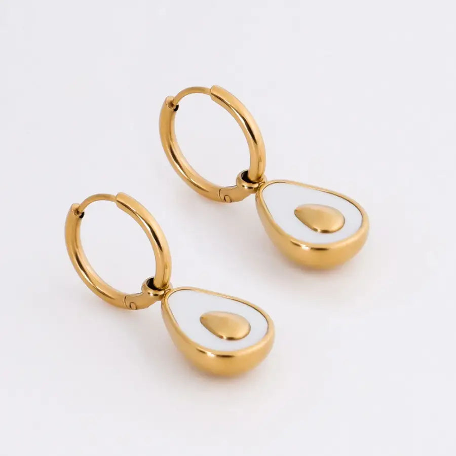 Ohrringe mit Avocado-Avocado Schmuck Gold-Creolen Damen Gold-Ohrringe im Avocado-Design-Geschenkidee Schmuck Damen-Shelago Schmuck