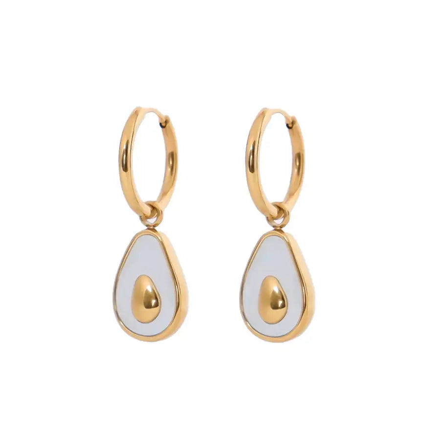 Ohrringe mit Avocado-Avocado Schmuck Gold-Creolen Damen Gold-Ohrringe im Avocado-Design-Geschenkidee Schmuck Damen-Shelago Schmuck