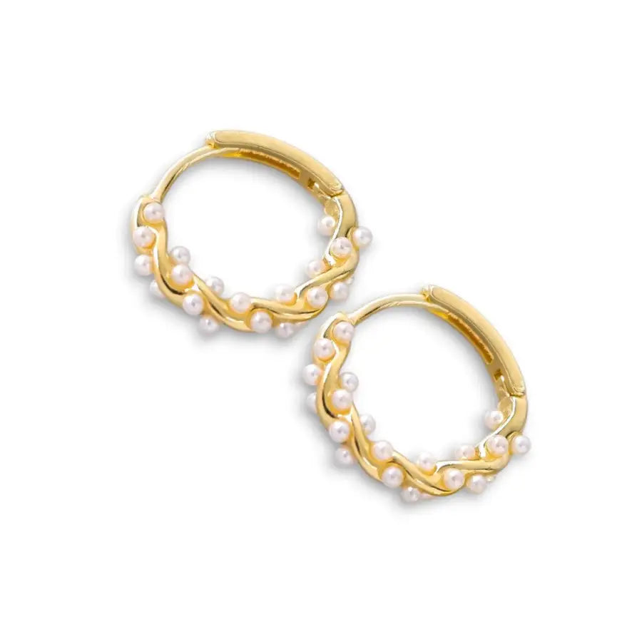 Creolen mit kleinen Perlen-Edelstahl Ohrringe Damen-Perlen Creolen klein-Creolen Gold mit Perle-Perlenohrringe Creolen-Süßwasserperle Ohrring-Ohrschmuck Damen-Schmuck Geschenke-