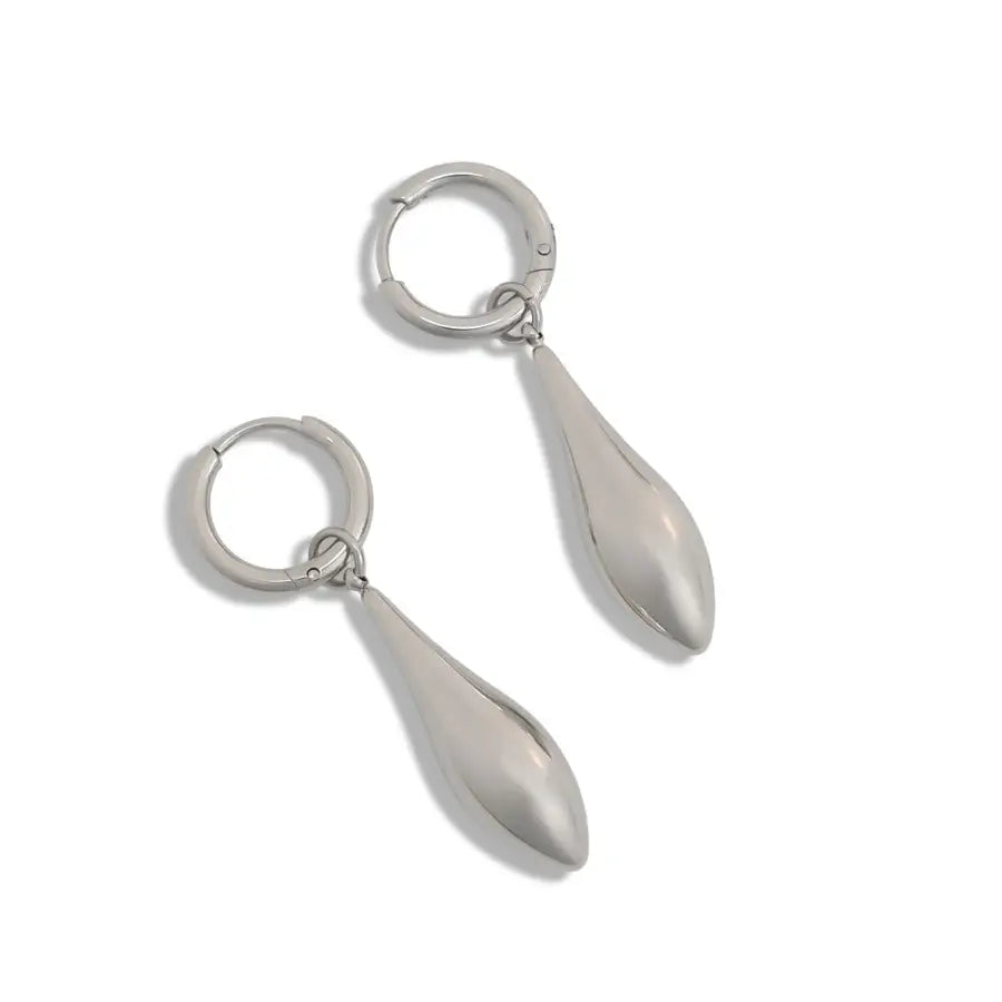 Damen Creolen Edelstahl-Elegante Damen Creolen-Tropfenanhänger Ohrringe-Polierte Creolen-Creolen vergoldet-Creolen modern elegant-Anlaufgeschützte Ohrringe-SHELAGO SCHMUCK