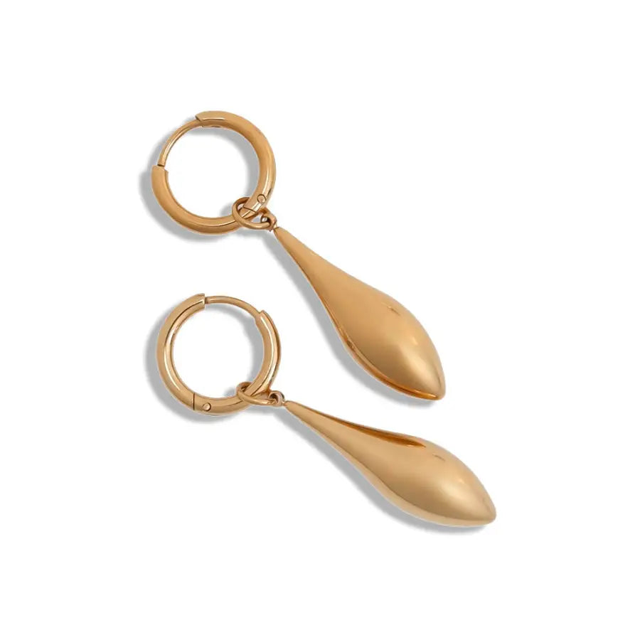 Damen Creolen Edelstahl-Elegante Damen Creolen-Tropfenanhänger Ohrringe-Polierte Creolen-Creolen vergoldet-Creolen modern elegant-Anlaufgeschützte Ohrringe-SHELAGO SCHMUCK