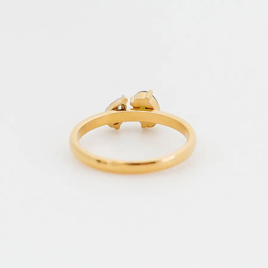 eleganter Goldring Edelstahl-zarter vergoldeter Damenring-zarte Damenring-filigraner Ring Gold Damen-Damenring Zirkonia grün weiß-Geschenk Damenring filigran-Shelago Schmuck