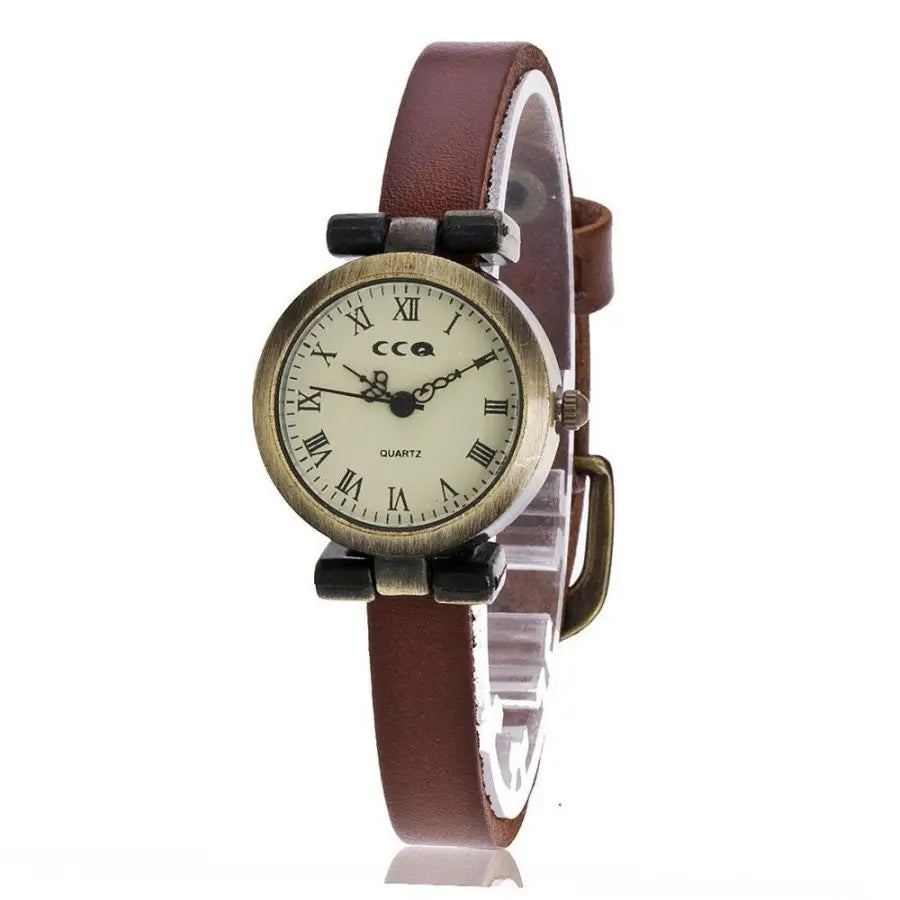 Damen Uhr im Vintage Stil Frauen Armbanduhr Bronze Farben