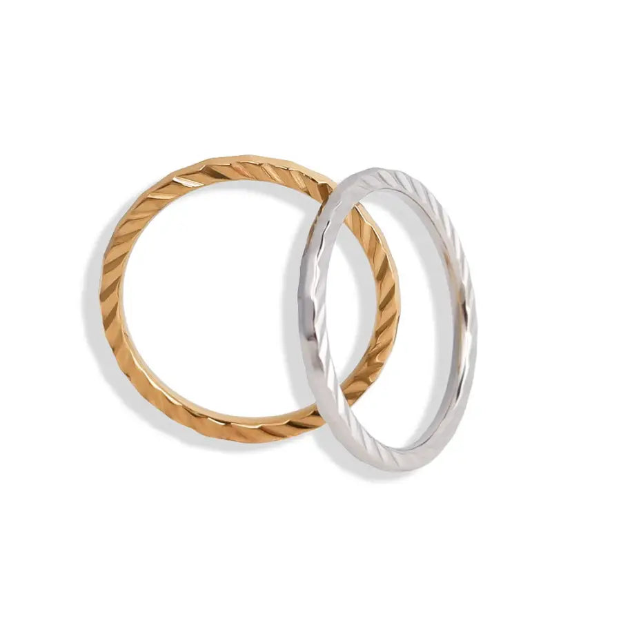 Ring mit Facetten Schliff-Ring zum Kombinieren-Ring vergoldet Damen-eleganter Ring schlicht-dünner Ring Damen-Damen Ring aus Edelstahl-Dünner Edelstahl Ring-SHELAGO EU-