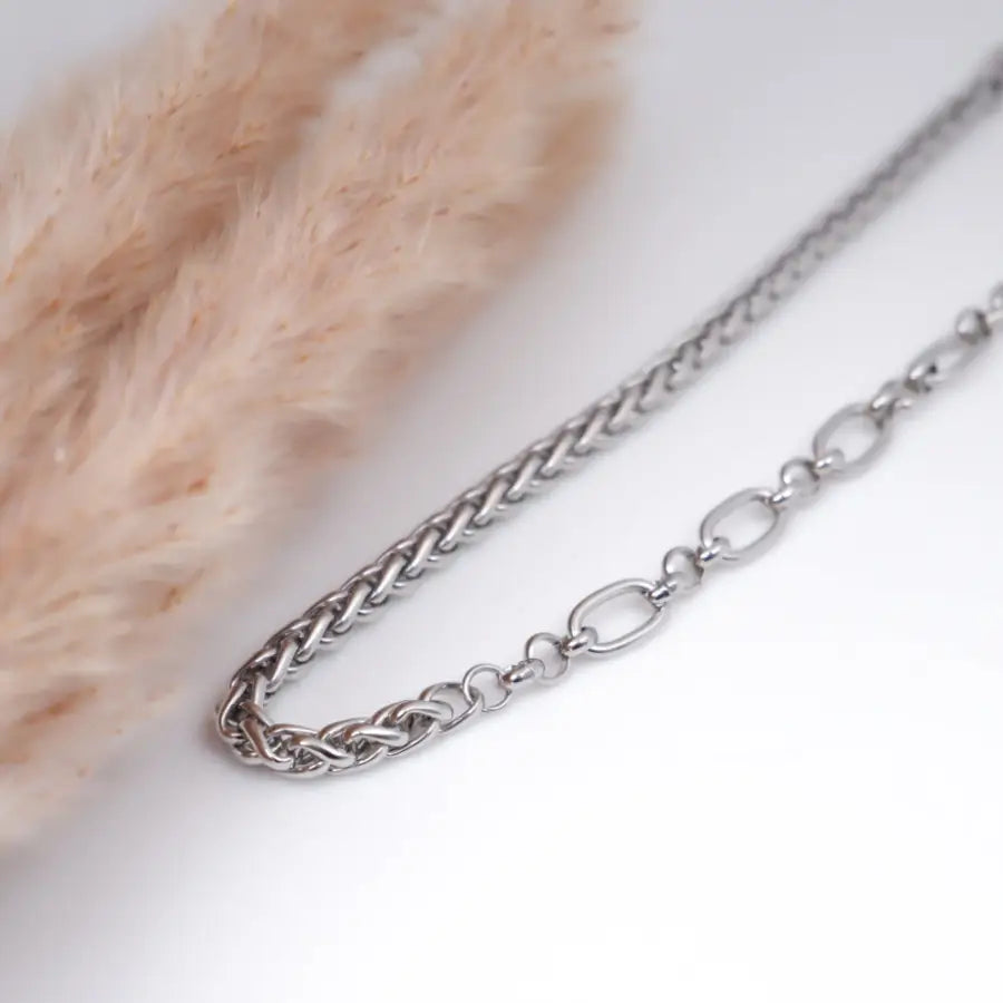 Edelstahl Duo Halskette Damen-Zopfkette Damen-Gliederkette Damen-Statement Halskette Damen-Damen Halskette modern-Schmuck Geschenk Damen-SHELAGO SCHMUCK-