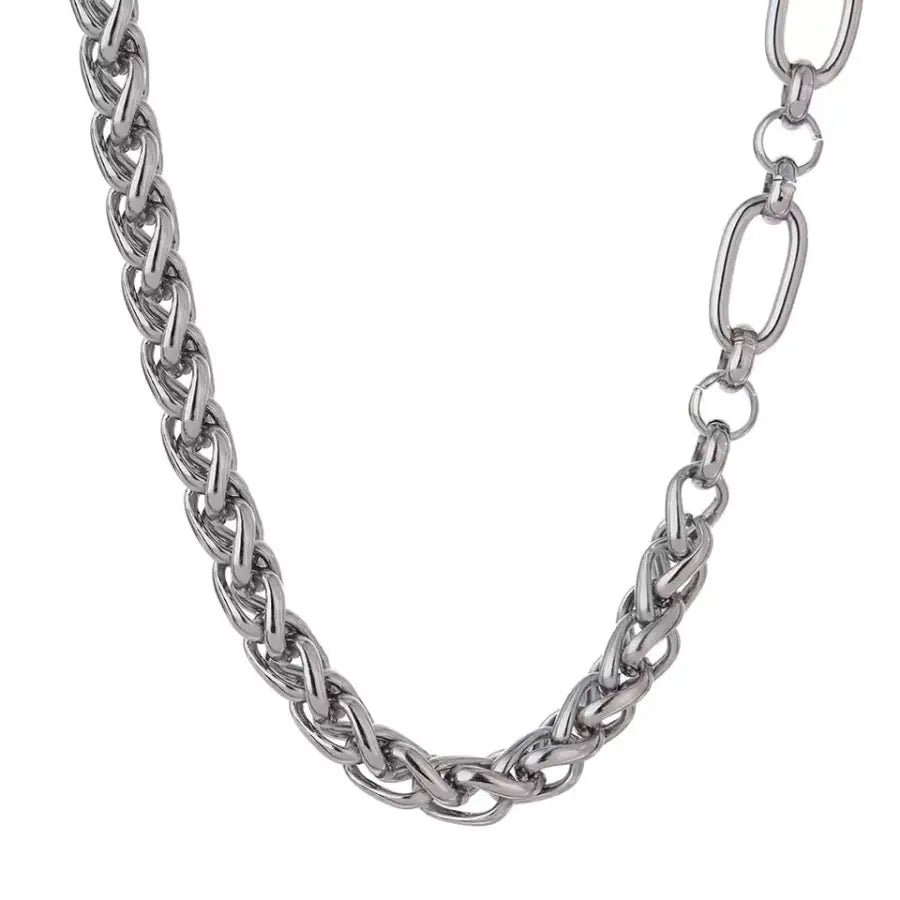 Edelstahl Duo Halskette Damen-Zopfkette Damen-Gliederkette Damen-Statement Halskette Damen-Damen Halskette modern-Schmuck Geschenk Damen-SHELAGO SCHMUCK-