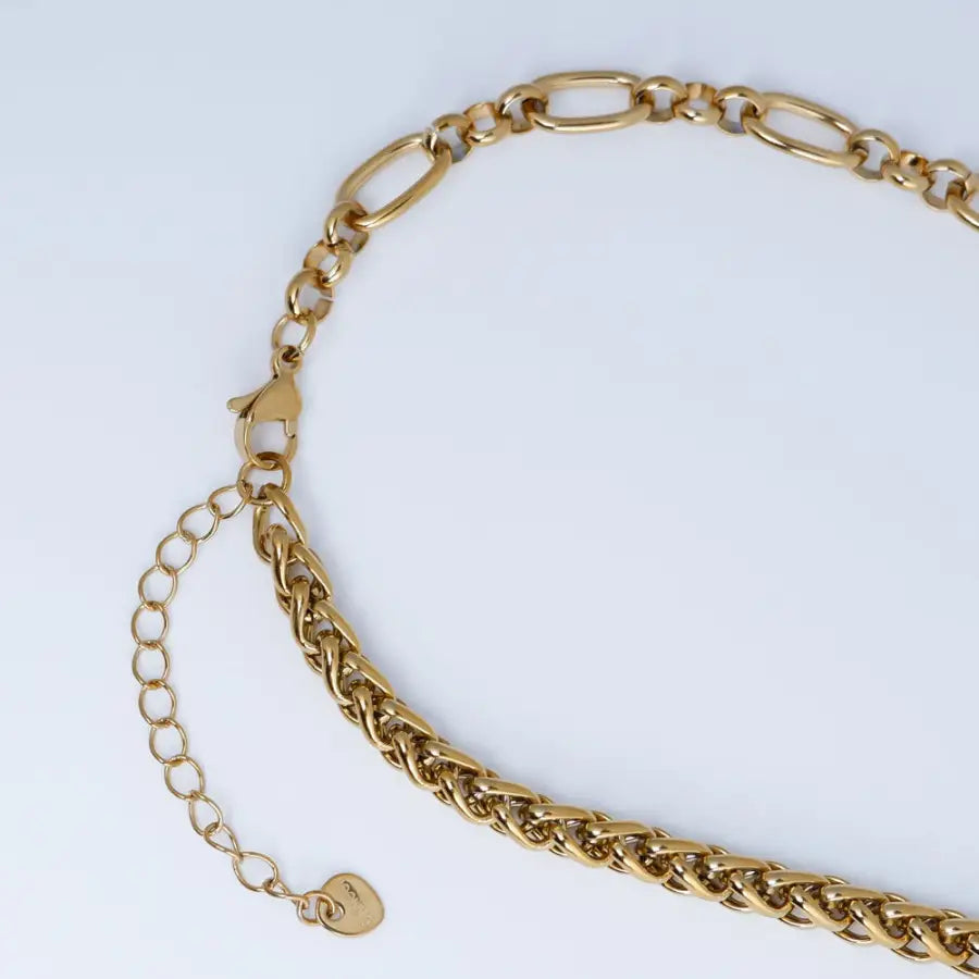 Edelstahl Duo Halskette Damen-Zopfkette Damen-Gliederkette Damen-Statement Halskette Damen-Damen Halskette modern-Schmuck Geschenk Damen-SHELAGO SCHMUCK-