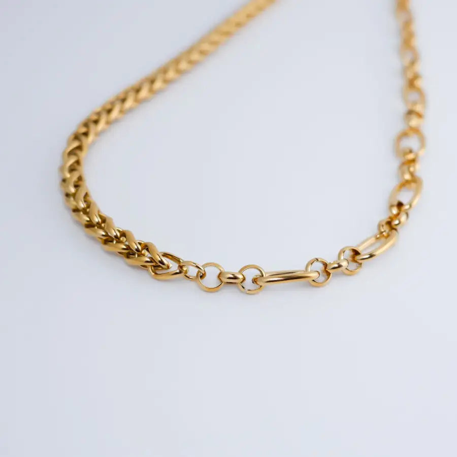 Edelstahl Duo Halskette Damen-Zopfkette Damen-Gliederkette Damen-Statement Halskette Damen-Damen Halskette modern-Schmuck Geschenk Damen-SHELAGO SCHMUCK-