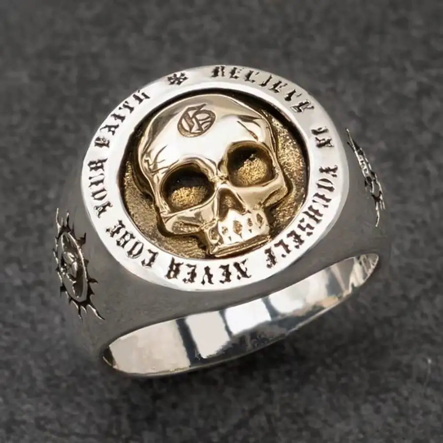 Gothic Schädel Ring-Tattoo Biker Schmuck-Edelstahl