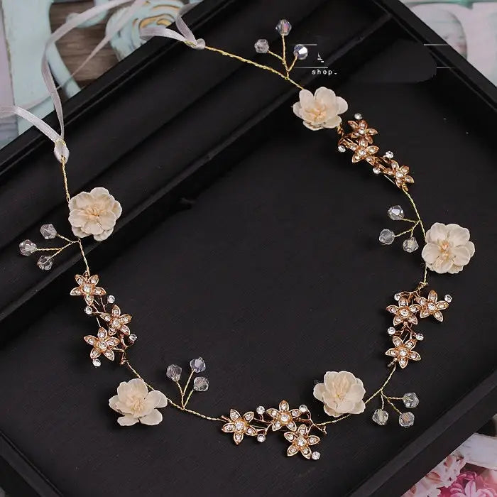 Haarschmuck Blumen Perlen-Blumenkranz Haare-Hochzeit