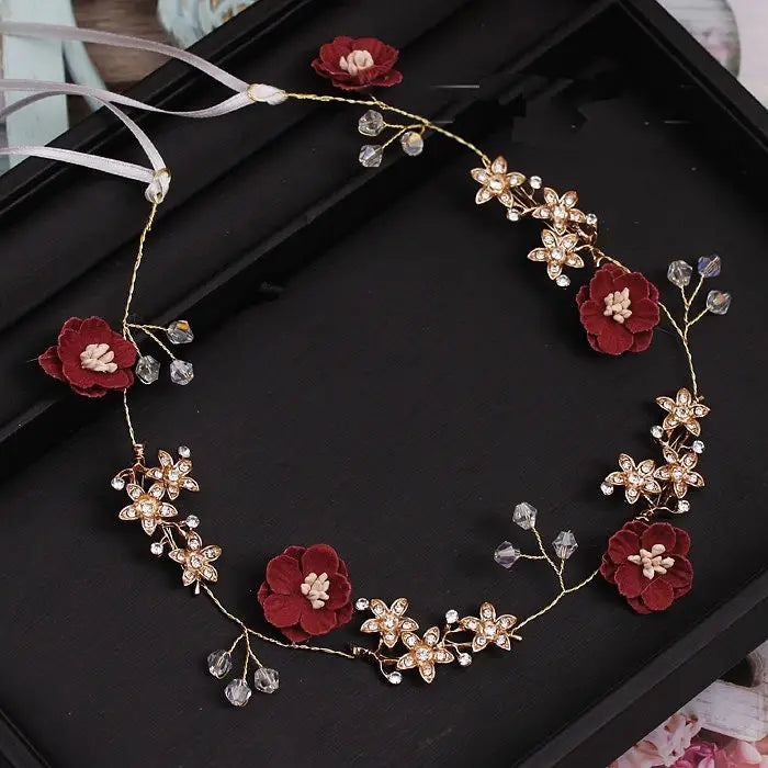 Haarschmuck Blumen Perlen-Blumenkranz Haare-Hochzeit