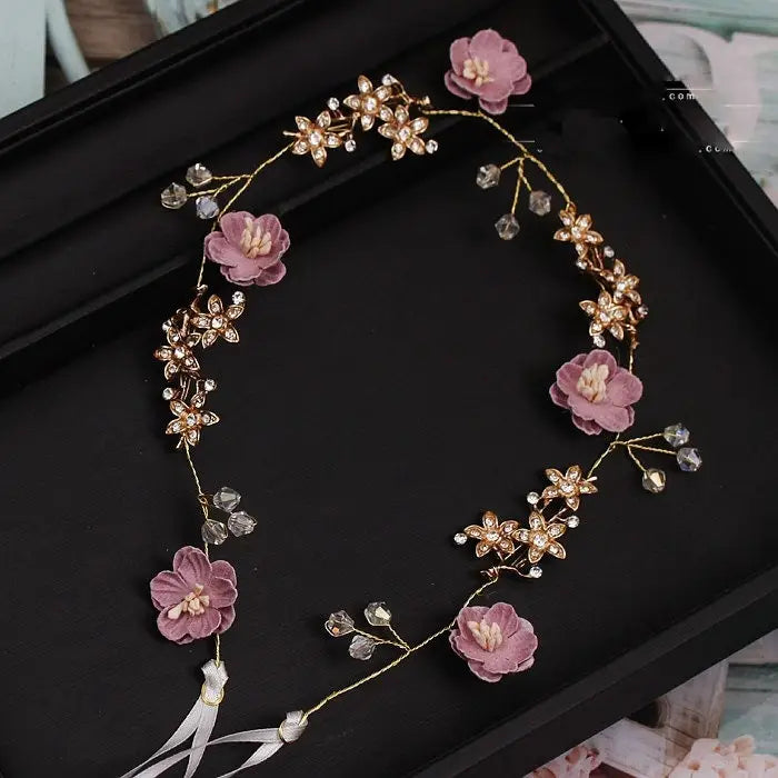 Haarschmuck Blumen Perlen-Blumenkranz Haare-Hochzeit