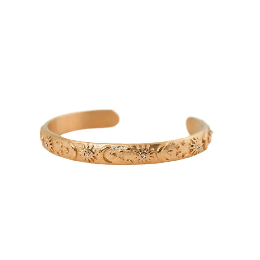 Himmelslicht Armreif-Armreif Sonne Mond Sterne-Damen Armreif vergoldet-Sonnen Mond Sterne Schmuck-Edelstahl Armreif Damen-Vergoldeter Damenarmreif-SHELAGO SCHMUCK
