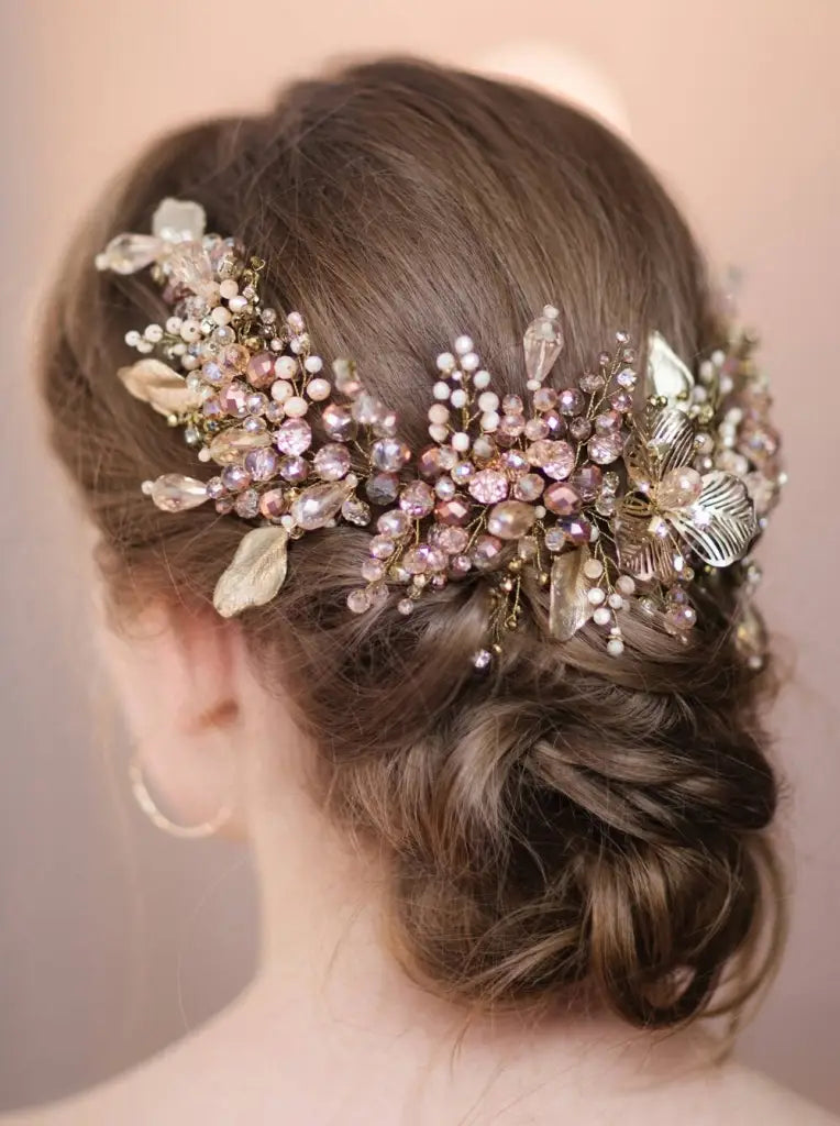 Hochzeit Braut Haar-Gold Blätter-Haarschmuck Zubehör-Edel