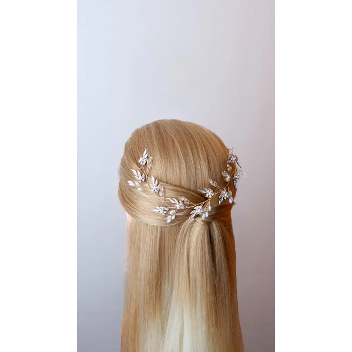 Hochzeit Haarschmuck Blumen Blätter Braut Schmuck