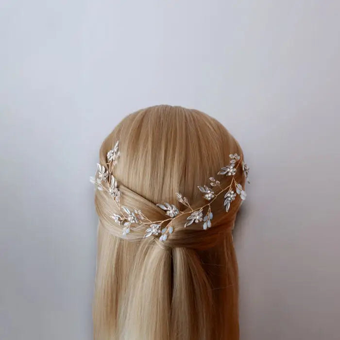 Hochzeit Haarschmuck Blumen Blätter Braut Schmuck