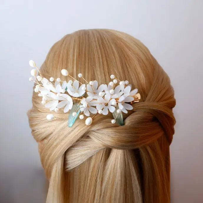 Hochzeit Haarschmuck-Blumen Perlen-Braut Schmuck-Haarspange