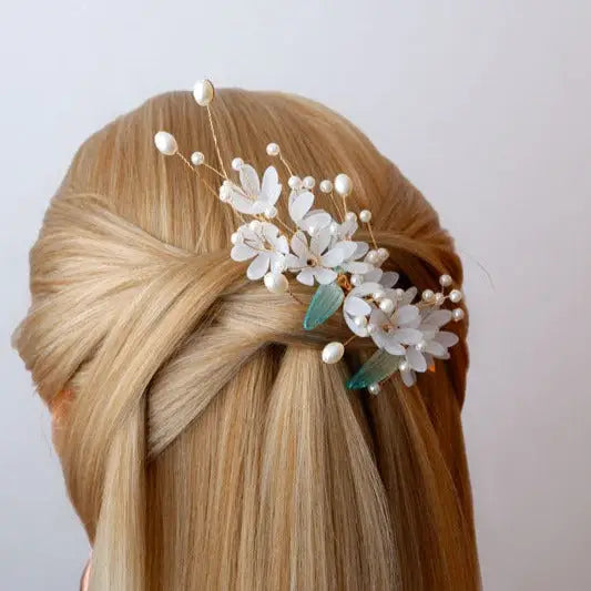 Hochzeit Haarschmuck-Blumen Perlen-Braut Schmuck-Haarspange