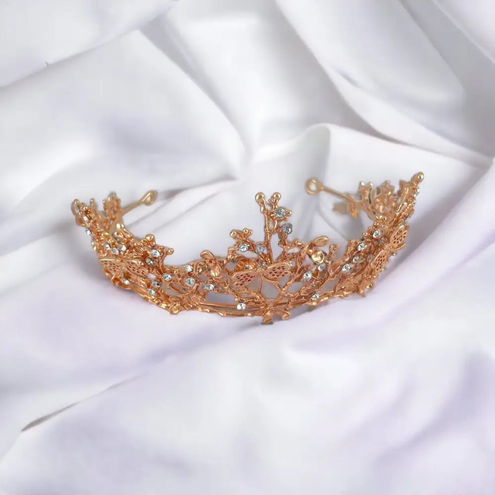 Hochzeitskrone Blume-Diadem Hochzeit-Krone Roségold