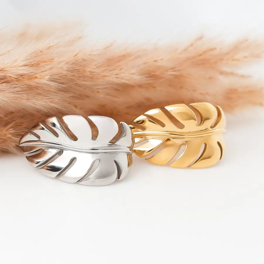 Jungle Chic-Ring vergoldet Damen-Edelstahl Ring Damen-Monstera Blatt Ring-Monstera Ring Damen-Botanischer Schmuck-Blatt Ring-Trend Schmuck-Schmuck Geschenk für Damen-SHELAGO EU-