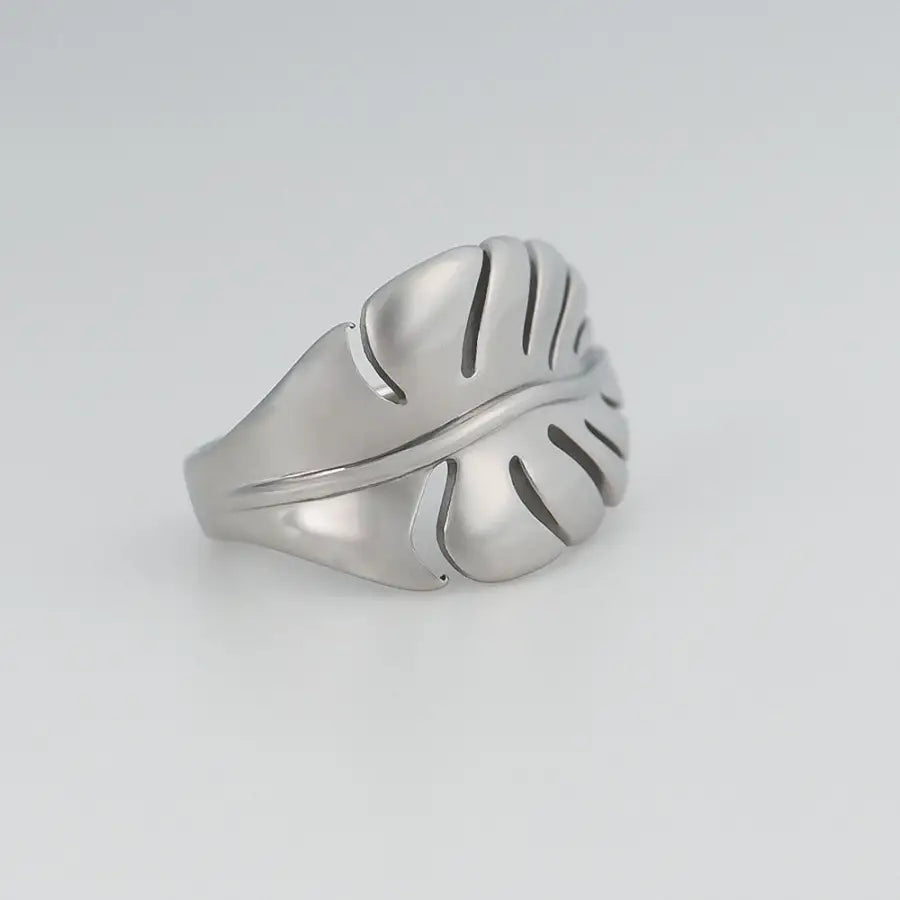 Jungle Chic-Ring vergoldet Damen-Edelstahl Ring Damen-Monstera Blatt Ring-Monstera Ring Damen-Botanischer Schmuck-Blatt Ring-Trend Schmuck-Schmuck Geschenk für Damen-SHELAGO EU-
