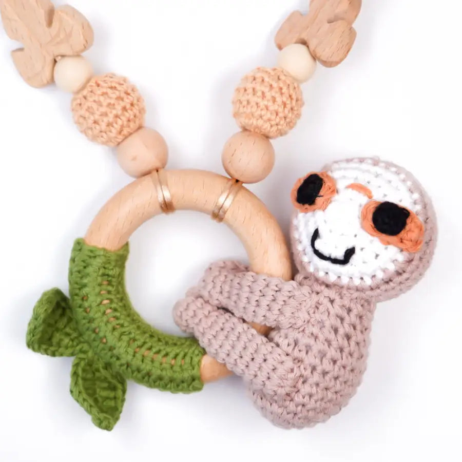 Kinderwagenkette Holz-Kinderwagen Kette-Kinderwagenkette für Mädchen-Holz Natur Baby Geschenk-Baby Wagenkette mit Fuchs Motiv-Baby Geschenke-SHELAGO EU