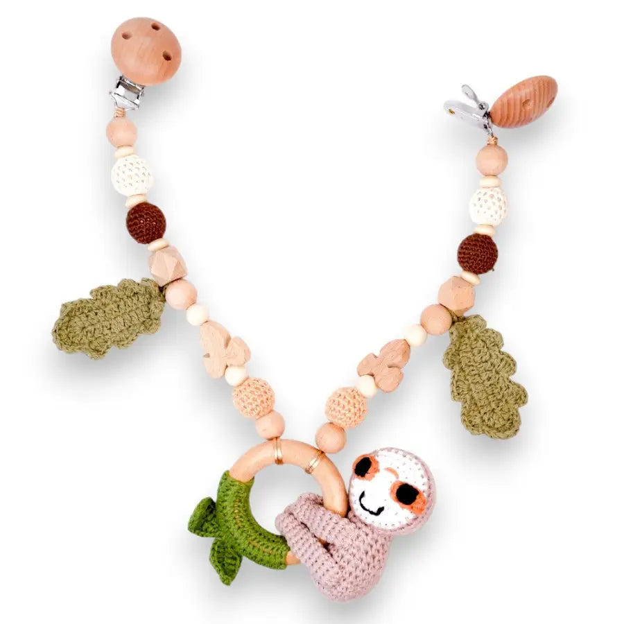 Kinderwagenkette Holz-Kinderwagen Kette-Kinderwagenkette für Mädchen-Holz Natur Baby Geschenk-Baby Wagenkette mit Fuchs Motiv-Baby Geschenke-SHELAGO EU