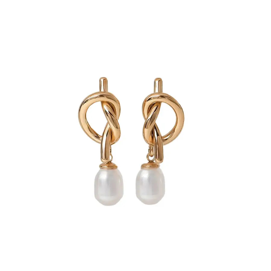 vergoldete Ohrstecker mit Perle-Ohrstecker Gold Perle-Knoten Ohrstecker mit Perle-elegante Damen Ohrringe-Knoten Design Ohrstecker-SHELAGO SCHMUCK