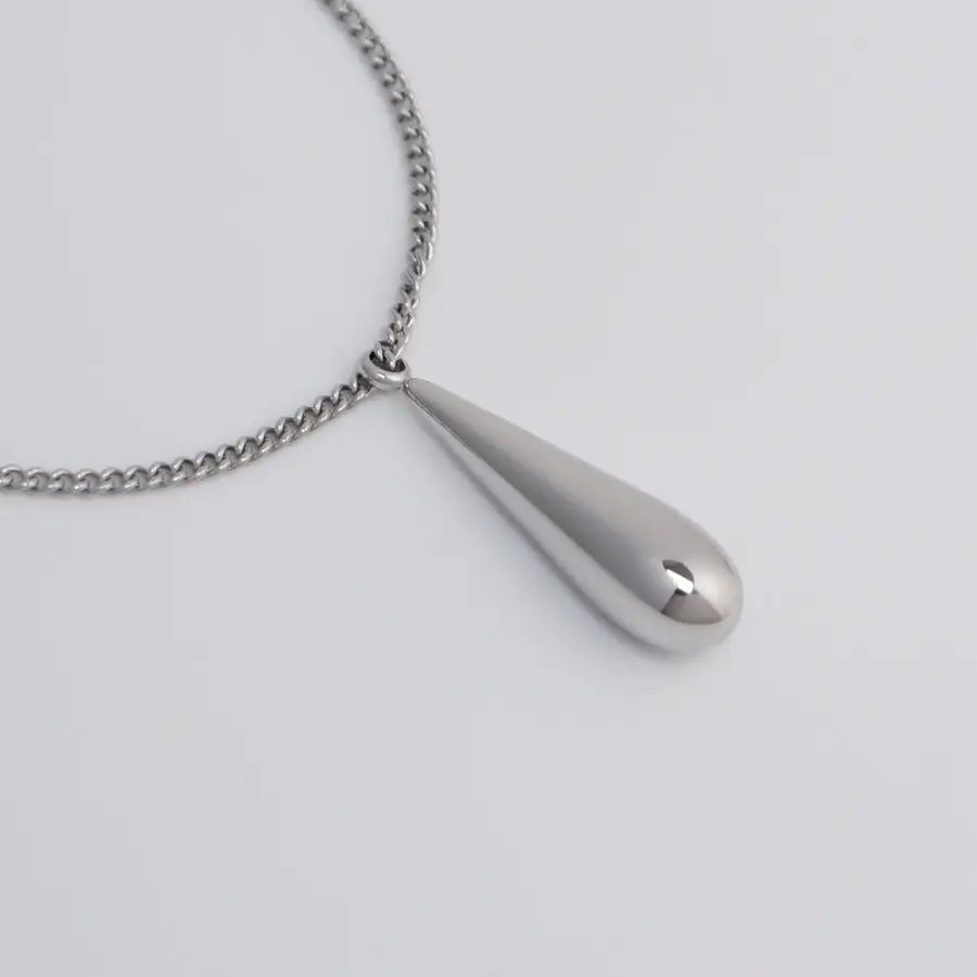 Lange Tropfen Halskette für Damen aus Edelstahl Silber