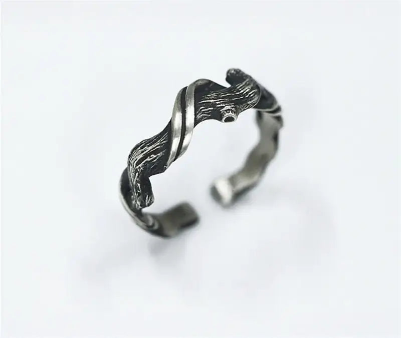 Minimalistischer Zweig Armreif und Ring als Viking Unisex