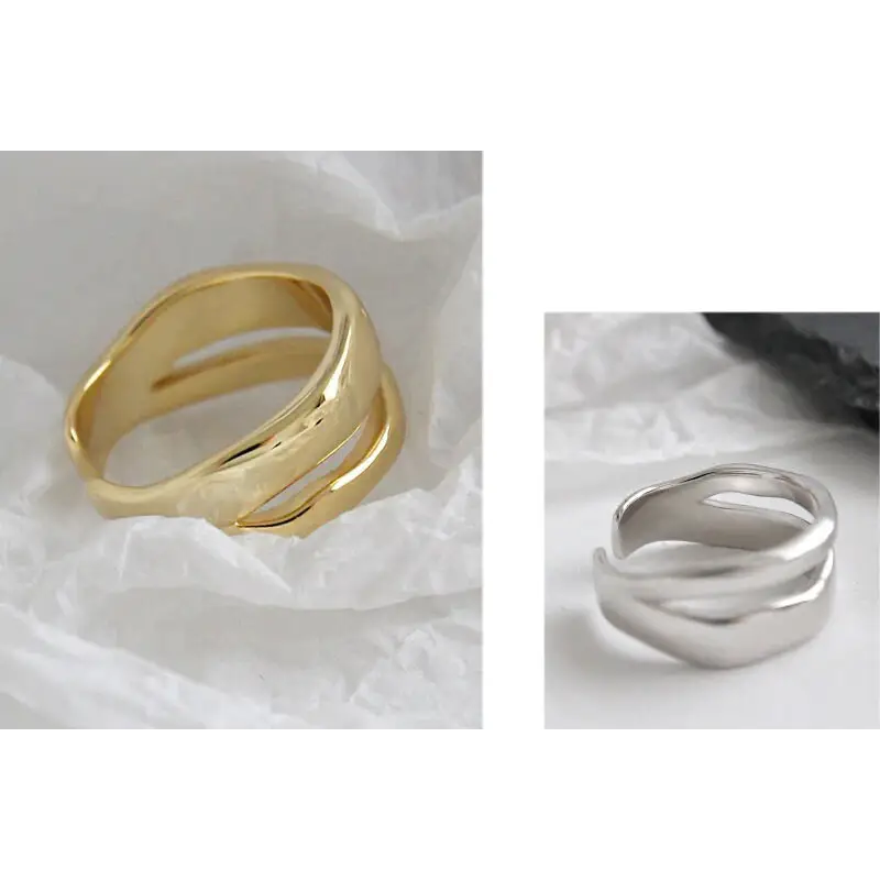 minimalistischer zweireihiger Ring in welliger Form -