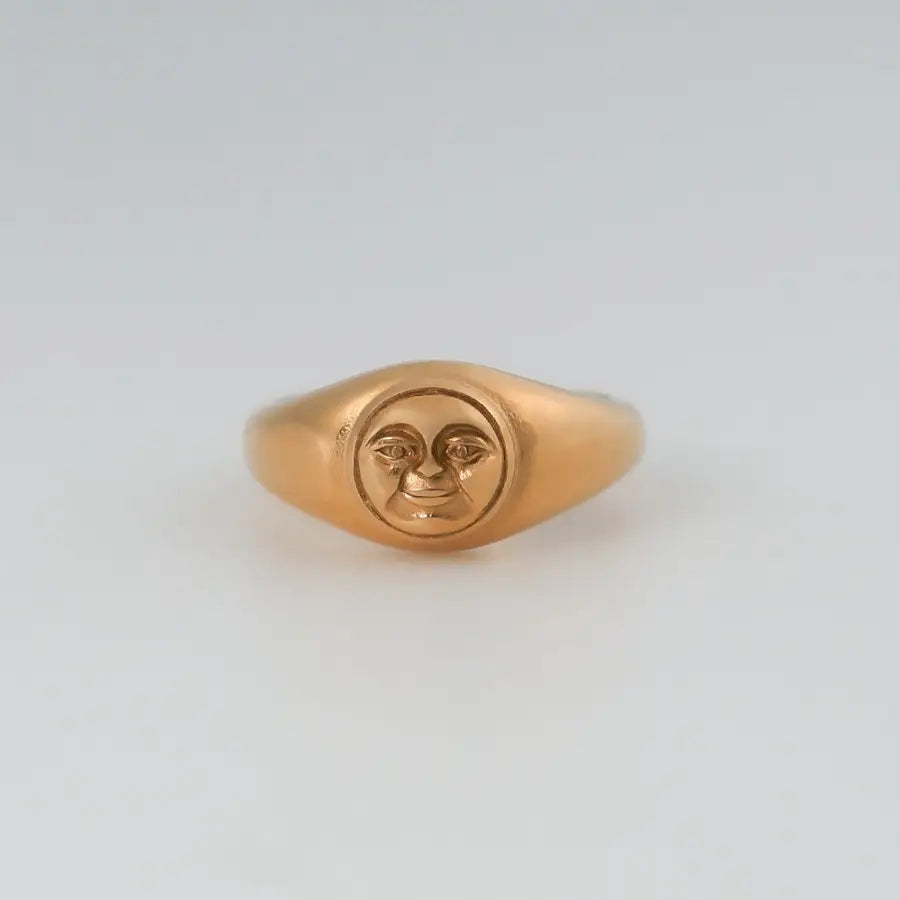 Trend Ring Damen-Statement Ring Damen-Siegelring Damen-Schmuck Geschenk Damen-Moon Smile Ring-Mondring Damen-Moderner-Damenring-Massiver Ring Edelstahl-Goldener Damenring-SHELAGO SCHMUCK