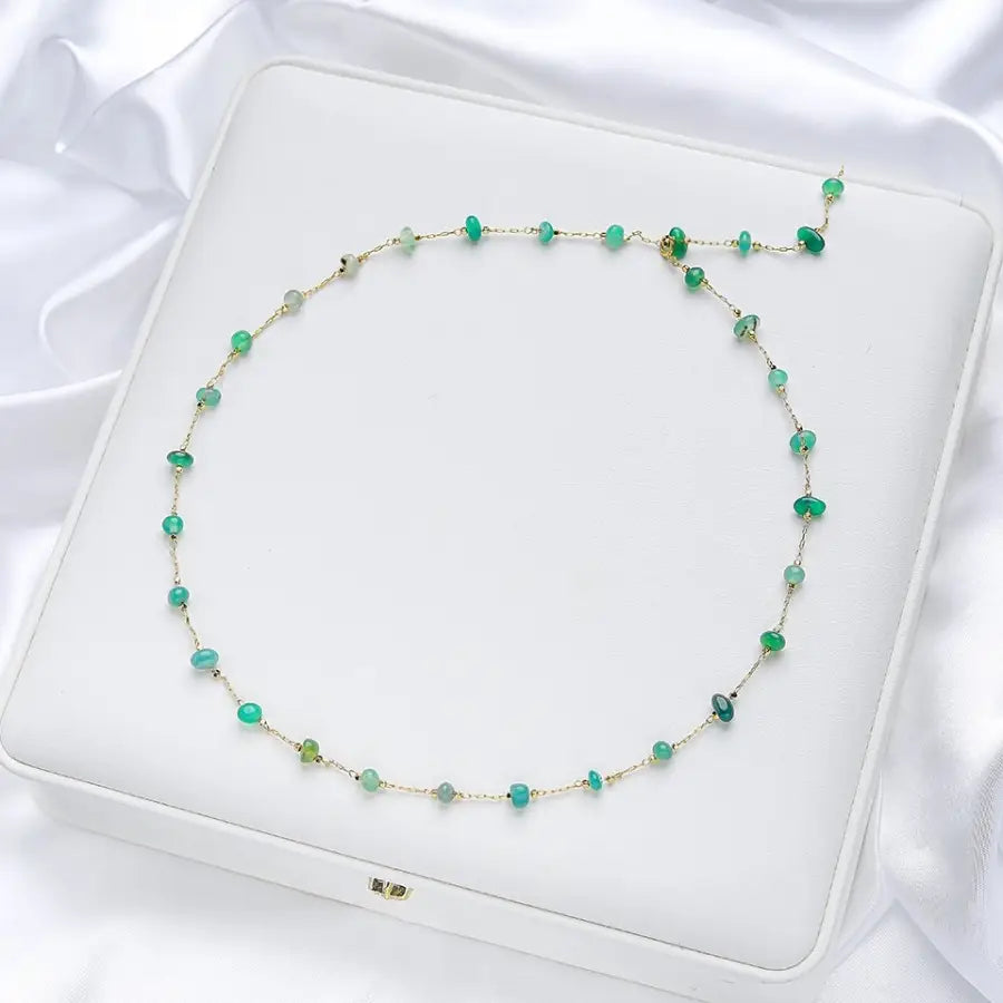 Naturstein Halskette mit Grünem Achat - Minimalistische