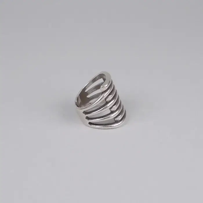 offener Multiline Ring-breiter Ring-Chunky Ring-Retro Ring Silber Farben-Statement Ring Edelstahl-Schmuck Geschenk-verstellbare Ringe massiv