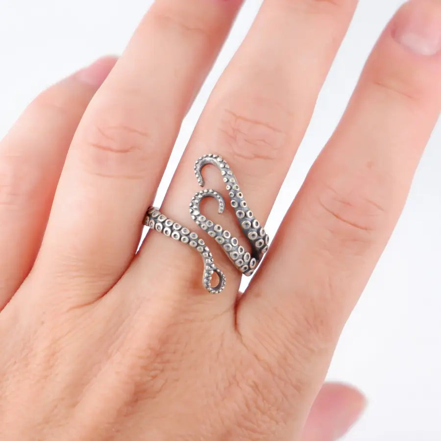 Oktopus Silberring-ausgefallener Herrenring-Silberschmuck für Damen-ausgefallene Silberringe Damen-Oktopus Ring Silber-Damenring Silber verstellbar-Geschenke für Männer-SHELAGO SCHMUCK