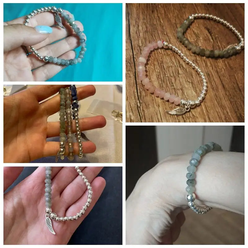 Perlenarmband mit Flügel Charm-Echtstein Armband-kleines