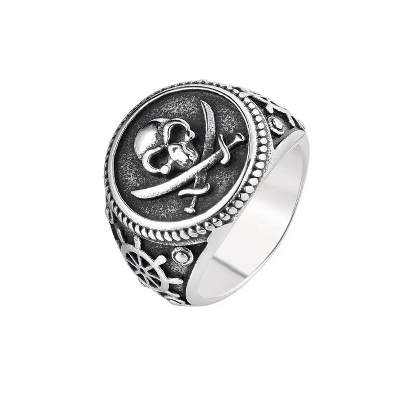 Retro Piraten Schädel Ring-Biker Mode Fingerschmuck-Säbel