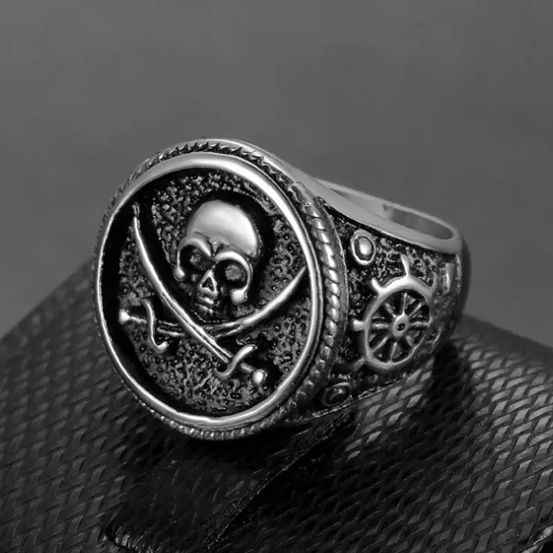 Retro Piraten Schädel Ring-Biker Mode Fingerschmuck-Säbel