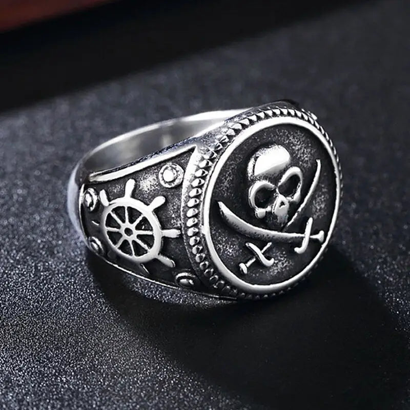 Retro Piraten Schädel Ring-Biker Mode Fingerschmuck-Säbel