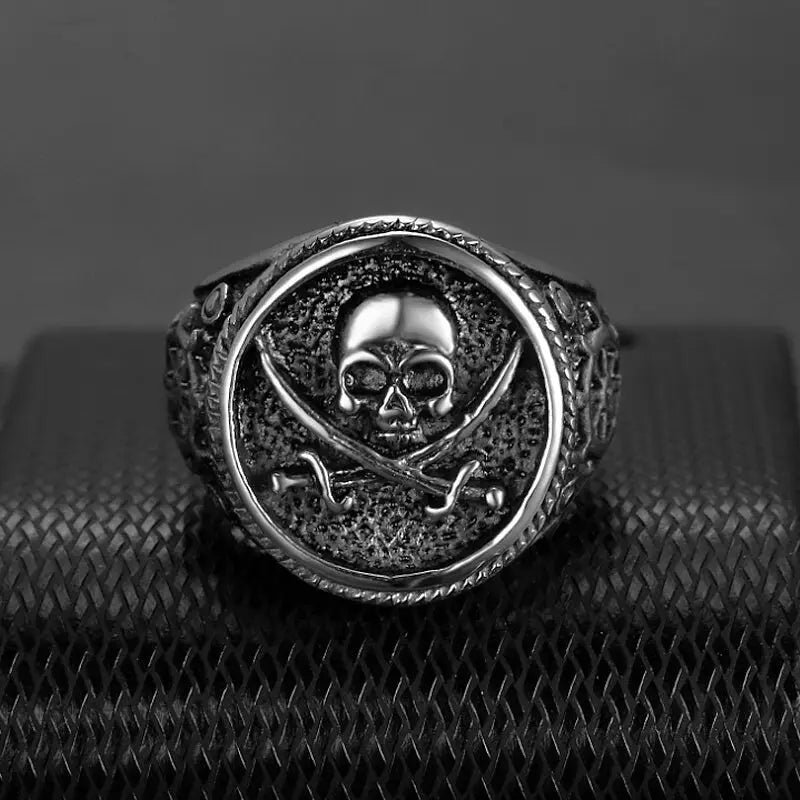 Retro Piraten Schädel Ring-Biker Mode Fingerschmuck-Säbel