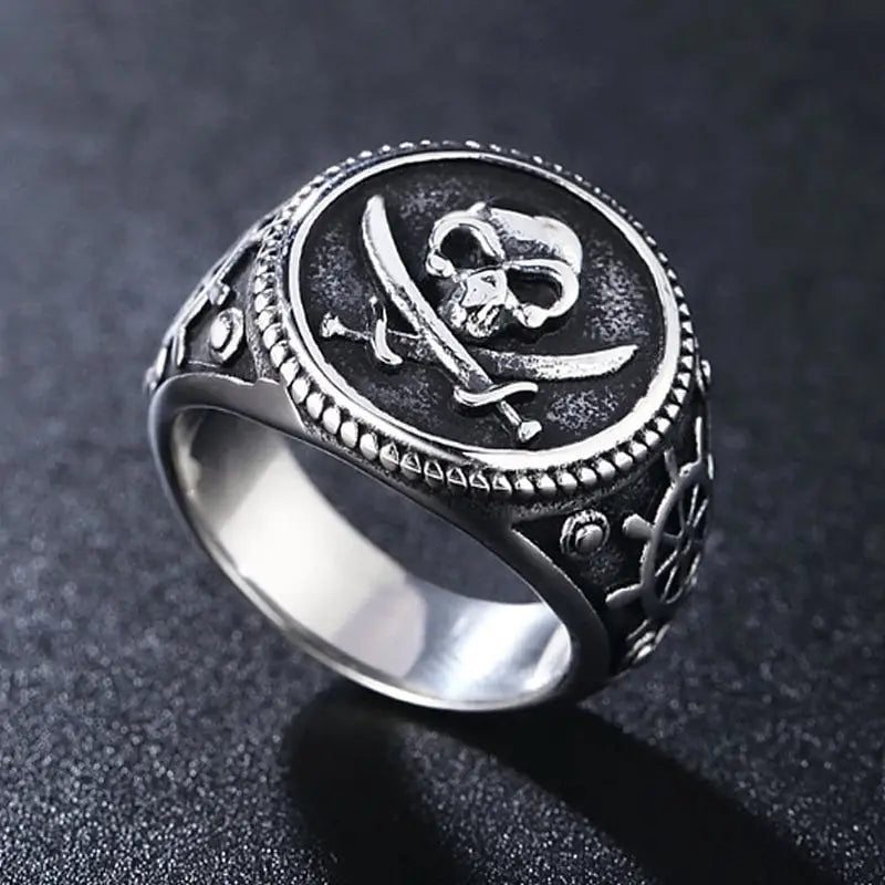 Retro Piraten Schädel Ring-Biker Mode Fingerschmuck-Säbel