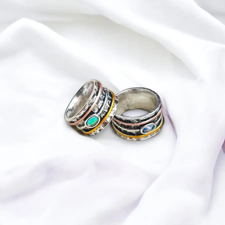 Retro Recycle Ring-Vintage Stil-Ring mit Stein-Statement