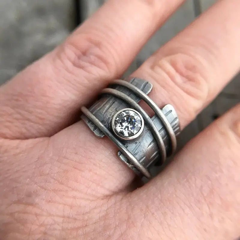 Retro Recycle Zirkon Ring-Fingerschmuck mit Weiß Cubic