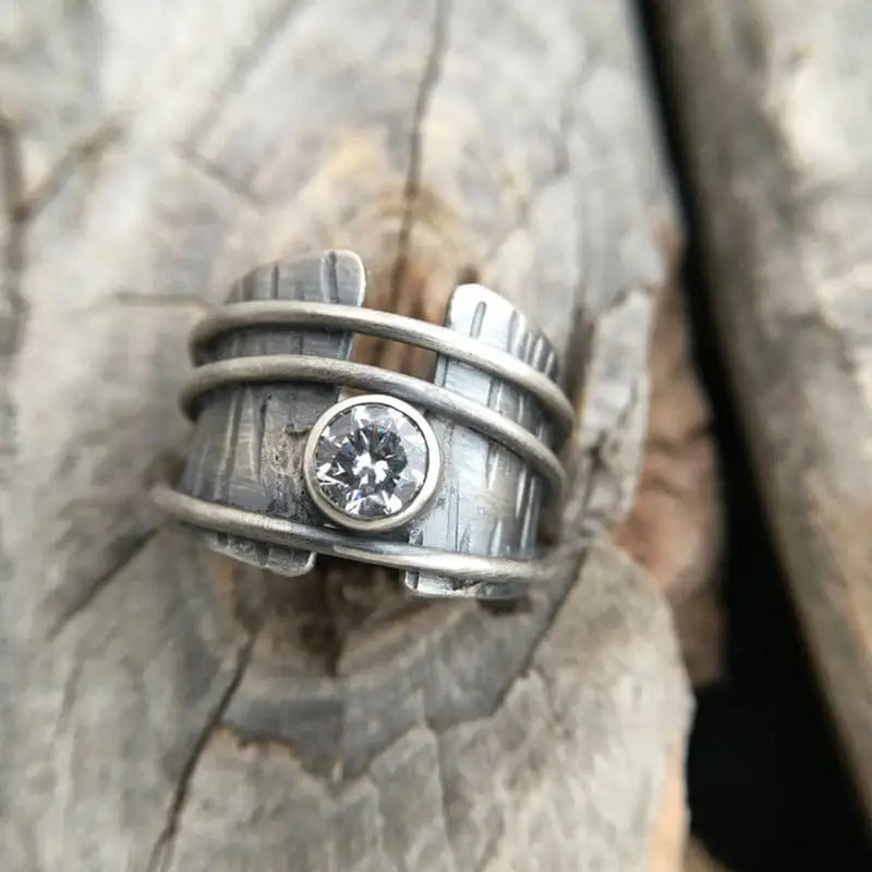 Retro Recycle Zirkon Ring-Fingerschmuck mit Weiß Cubic