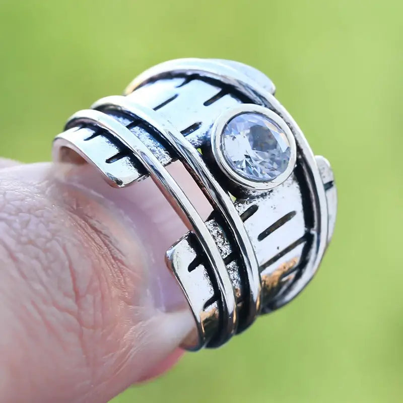 Retro Recycle Zirkon Ring-Fingerschmuck mit Weiß Cubic