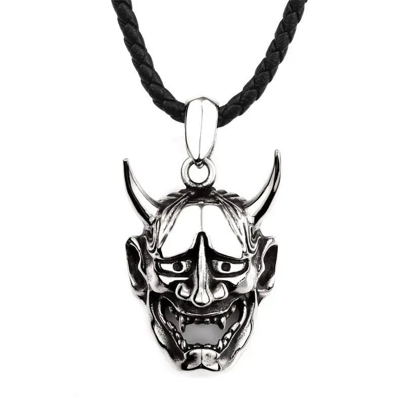 Retro Teufel Oni-Maske Halskette- Samurai Anhänger im
