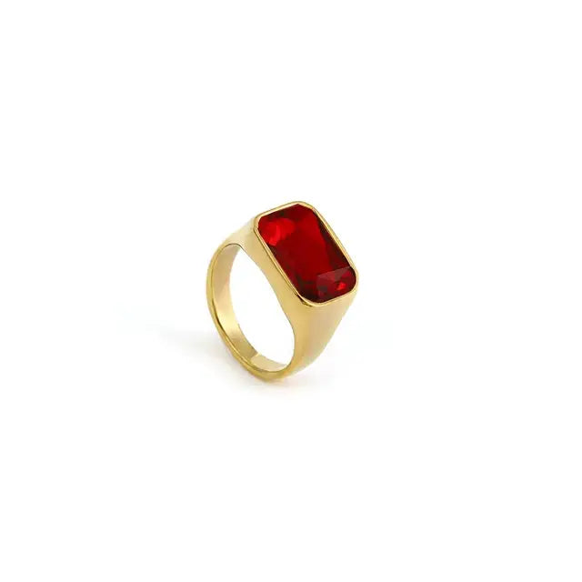 Statement Ringe mit Zirkon - Phoebe - Rot / 6 - Ringe